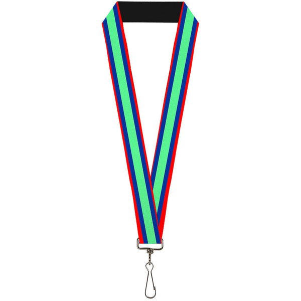 Buckle-Down Lanyard - 1.0" - Stripes Red Blue Green