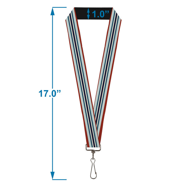 Buckle-Down Lanyard - 1.0" - Stripes Red Blues White