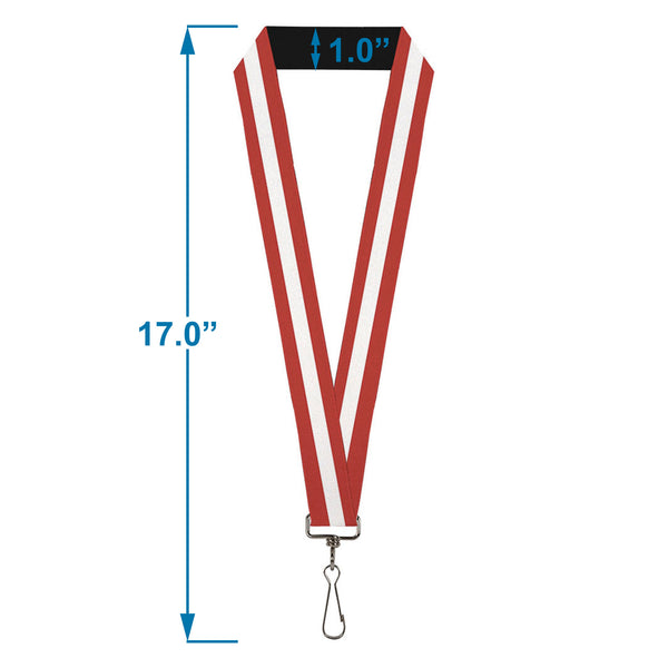 Buckle-Down Lanyard - 1.0" - Stripes Red White Red