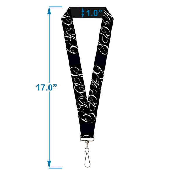 Buckle-Down Lanyard - 1.0" - SWAG Script Black White