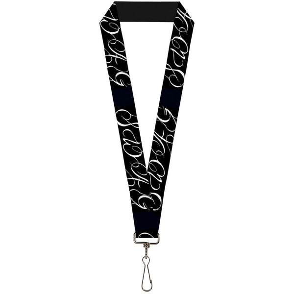 Buckle-Down Lanyard - 1.0" - SWAG Script Black White
