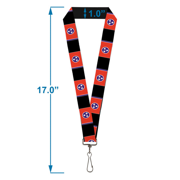 Buckle-Down Lanyard - 1.0" - Tennessee Flags Black