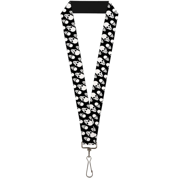 Buckle-Down Lanyard - 1.0" - Tilted Skulls Black White