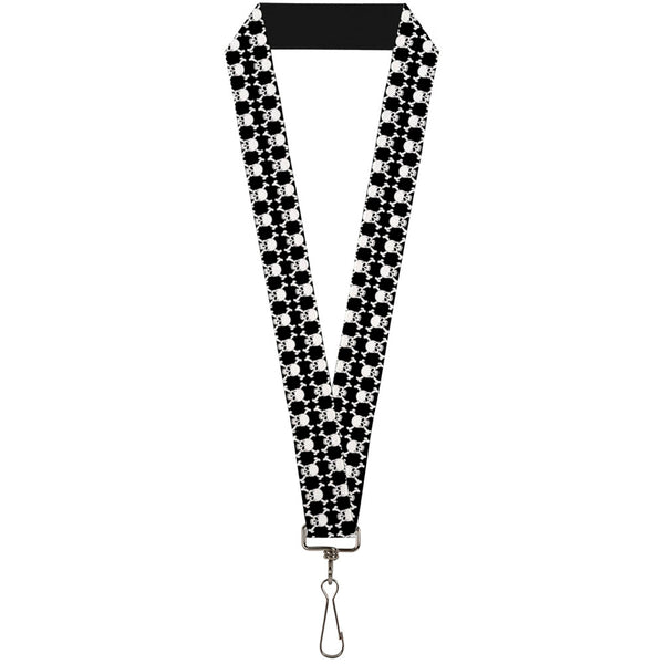 Buckle-Down Lanyard - 1.0" - Top Skulls Black White