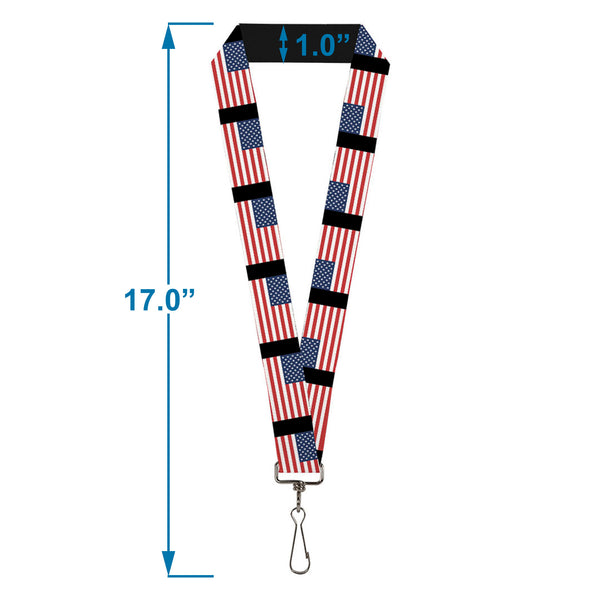 Buckle-Down Lanyard - 1.0" - United States Flags