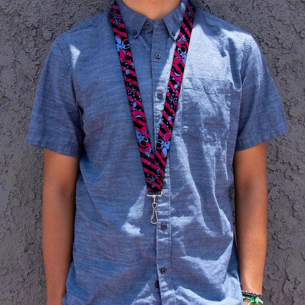 Buckle-Down Lanyard - 1.0" - Voodoo Black Pink Blue
