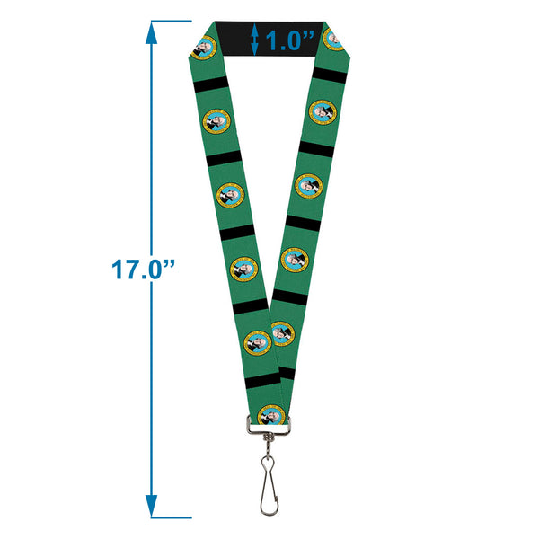 Buckle-Down Lanyard - 1.0" - Washington Flags Black