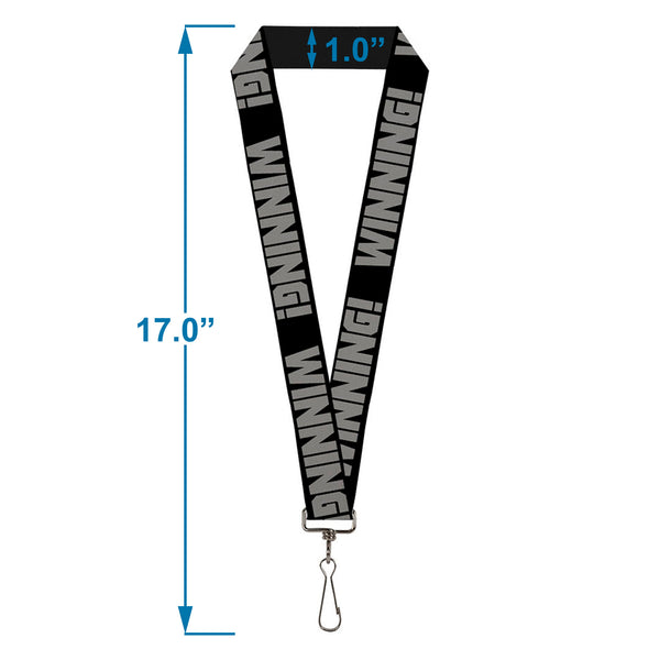 Buckle-Down Lanyard - 1.0" - WINNING Black Gray