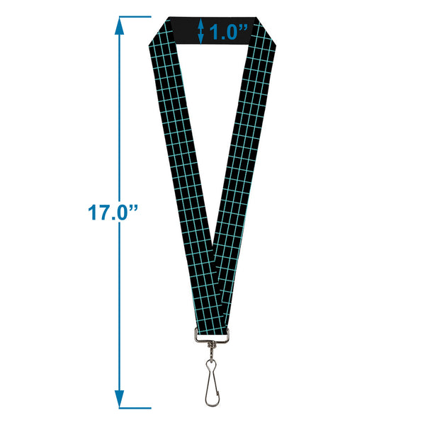 Buckle-Down Lanyard - 1.0" - Wire Grid Black Blue
