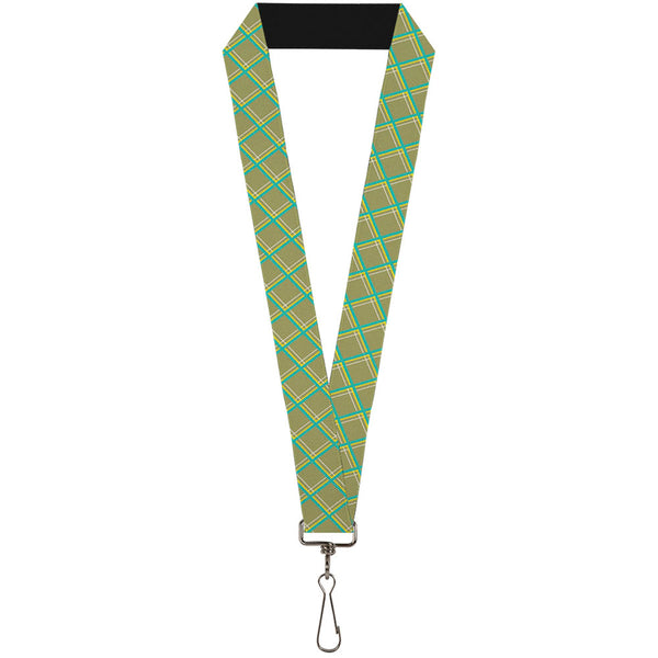 Buckle-Down Lanyard - 1.0" - Wire Grid Tan Green Yellow