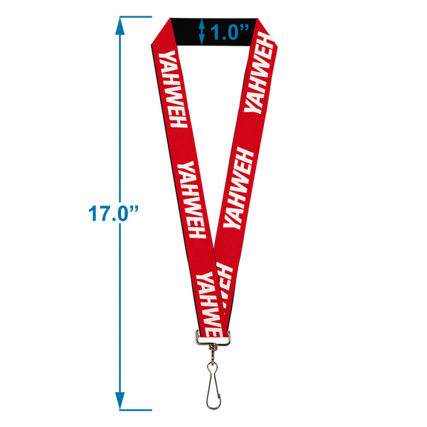Buckle-Down Lanyard - 1.0" - YAHWEH Text Red White