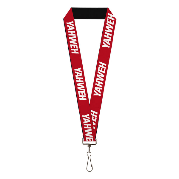 Buckle-Down Lanyard - 1.0" - YAHWEH Text Red White