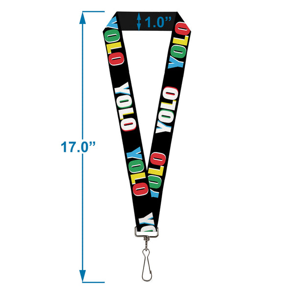 Buckle-Down Lanyard - 1.0" - YOLO Black Multi Color