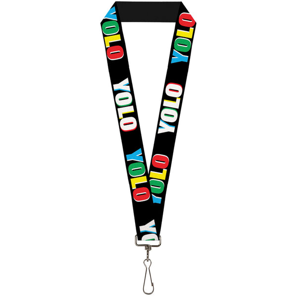 Buckle-Down Lanyard - 1.0" - YOLO Black Multi Color