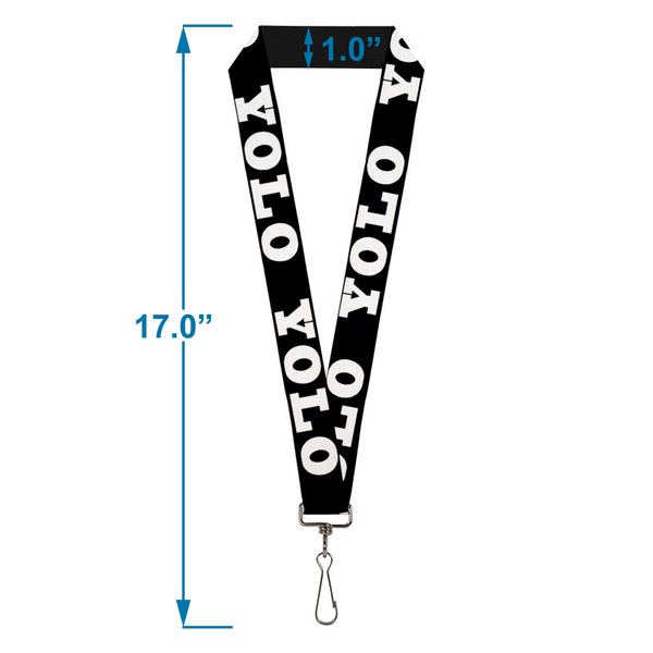 Buckle-Down Lanyard - 1.0" - YOLO Bold Black White