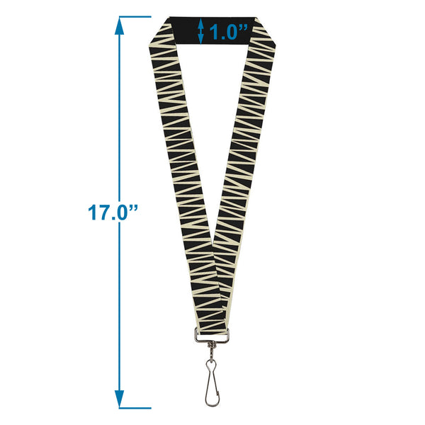 Buckle-Down Lanyard - 1.0" - Zig Zag Doodle Cream Black