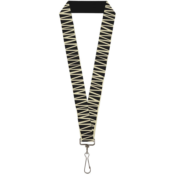 Buckle-Down Lanyard - 1.0" - Zig Zag Doodle Cream Black