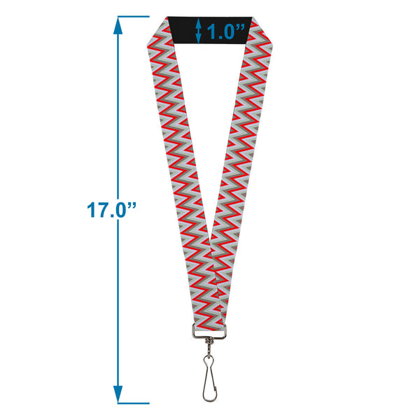 Buckle-Down Lanyard - 1.0" - Zig Zag White Tan Gray Red