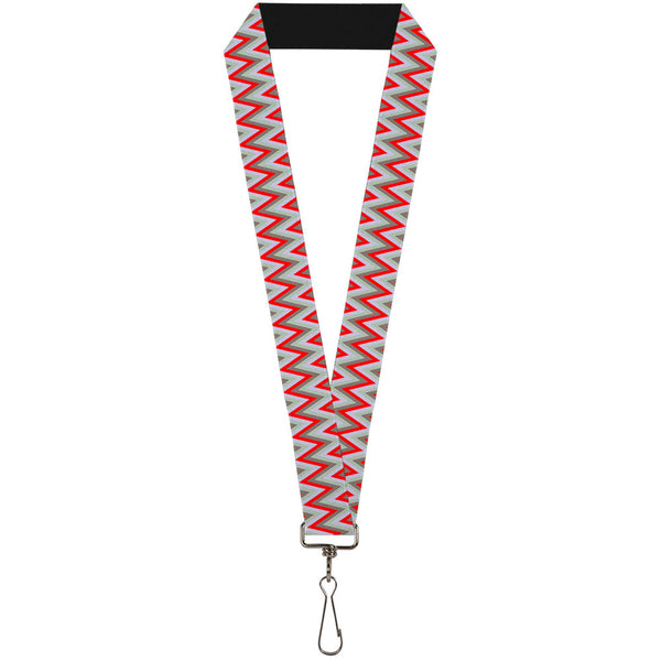 Buckle-Down Lanyard - 1.0" - Zig Zag White Tan Gray Red