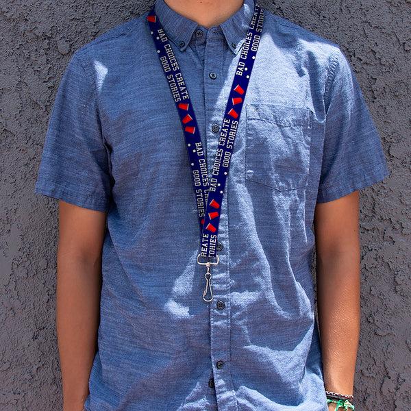 Buckle-Down Buckle-Down Lanyard - Beer Pong BAD CHOICES CREATE GOOD STORIES Blue/White/Red