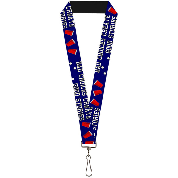 Buckle-Down Buckle-Down Lanyard - Beer Pong BAD CHOICES CREATE GOOD STORIES Blue/White/Red