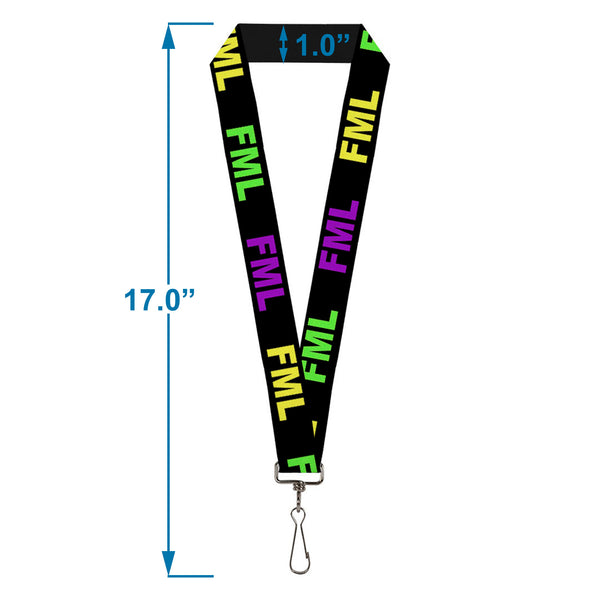 Buckle-Down Buckle-Down Lanyard - FML Black/Yellow/Green/Purple