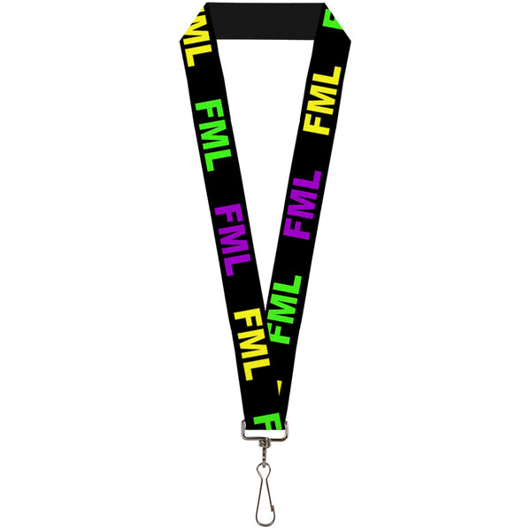 Buckle-Down Buckle-Down Lanyard - FML Black/Yellow/Green/Purple