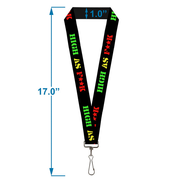 Buckle-Down Buckle-Down Lanyard - HIGH AS F**K Black/Green/Yellow/Red
