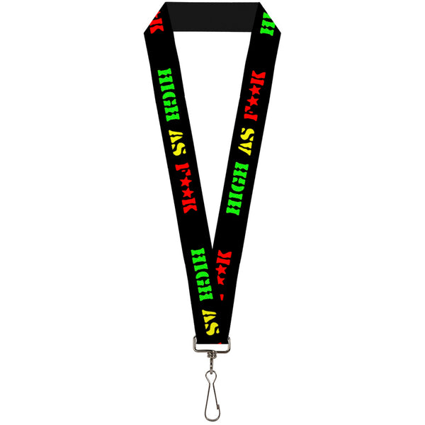 Buckle-Down Buckle-Down Lanyard - HIGH AS F**K Black/Green/Yellow/Red