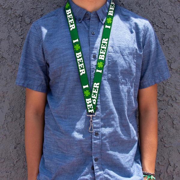 Buckle-Down Buckle-Down Lanyard - I "Clover" BEER/Clover Outlines Greens/White