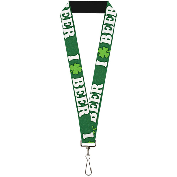 Buckle-Down Buckle-Down Lanyard - I "Clover" BEER/Clover Outlines Greens/White