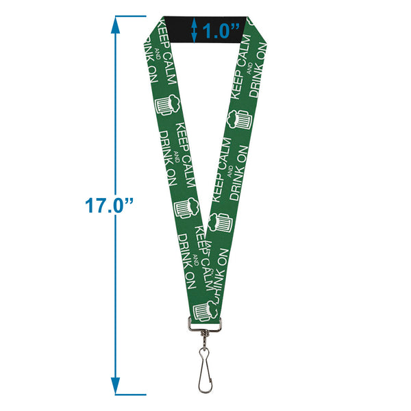 Buckle-Down Buckle-Down Lanyard - KEEP CALM AND DRINK ON/Beer Green/White