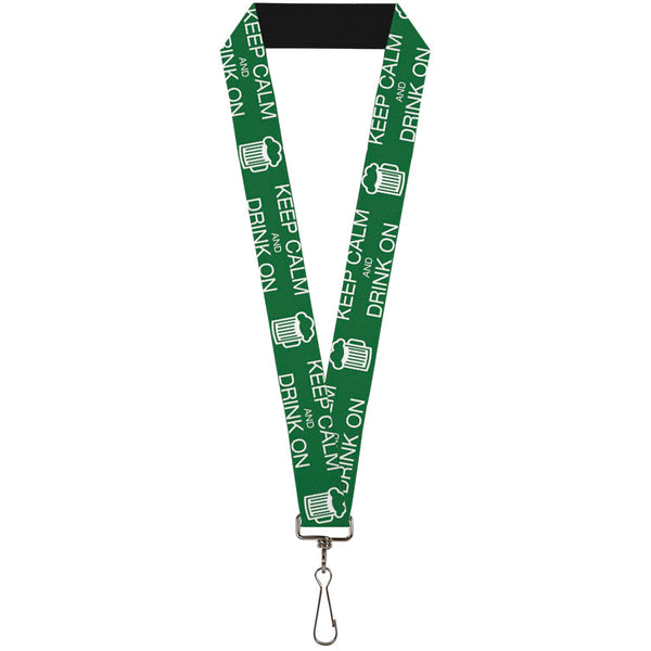 Buckle-Down Buckle-Down Lanyard - KEEP CALM AND DRINK ON/Beer Green/White