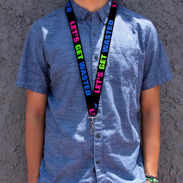 Buckle-Down Buckle-Down Lanyard - LET'S GET WASTED Black/Pink/Green/Blue