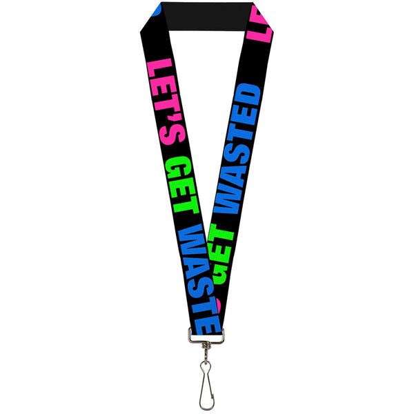 Buckle-Down Buckle-Down Lanyard - LET'S GET WASTED Black/Pink/Green/Blue