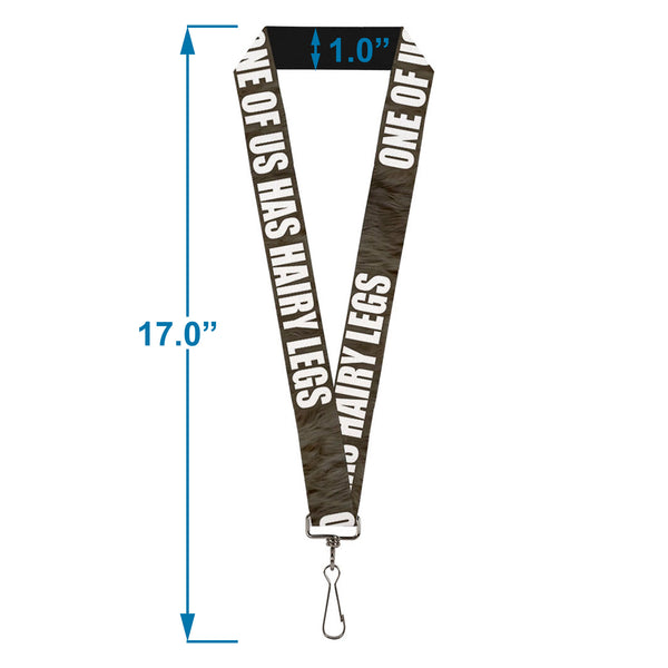 Buckle-Down Buckle-Down Lanyard - ONE OF US HAS HAIRY LEGS/Fur Tan/White