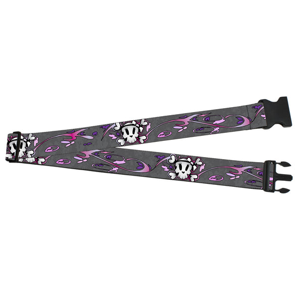 Buckle-Down Luggage Strap - 2.0" - Girlie Skull Gray