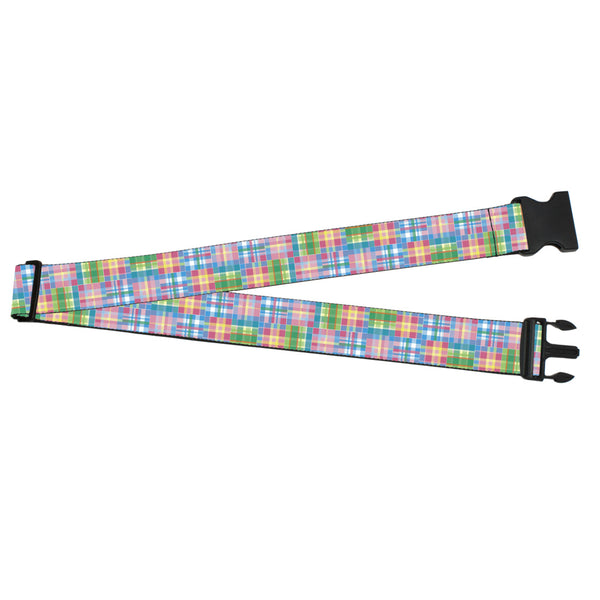 Buckle-Down Luggage Strap - 2.0" - Madras Plaid Pink