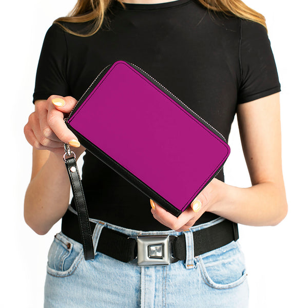 Buckle-Down PU Zip Around Wallet Rectangle - Fuchsia