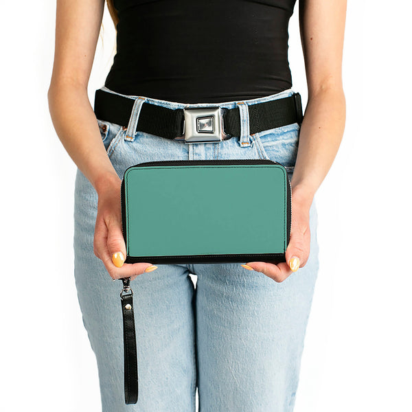Buckle-Down PU Zip Around Wallet Rectangle - Teal