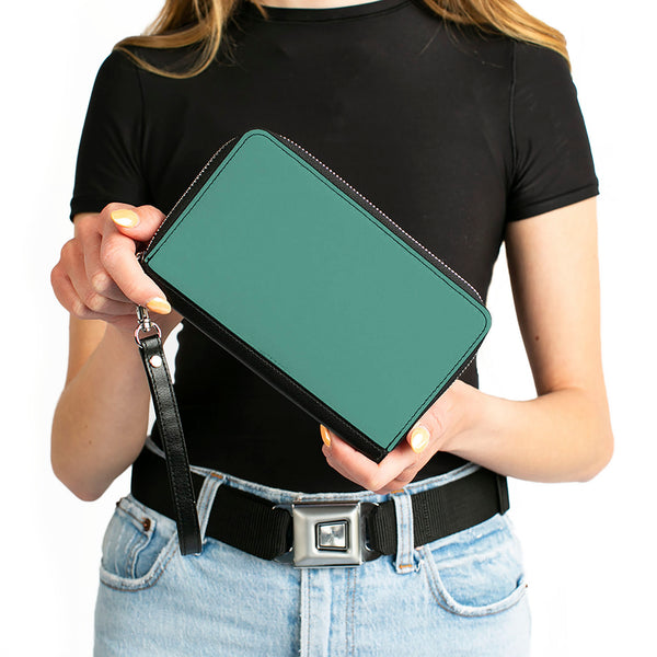 Buckle-Down PU Zip Around Wallet Rectangle - Teal