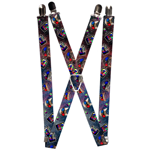 Buckle-Down Suspenders - 1.0" - 3-D TV Cats in Space