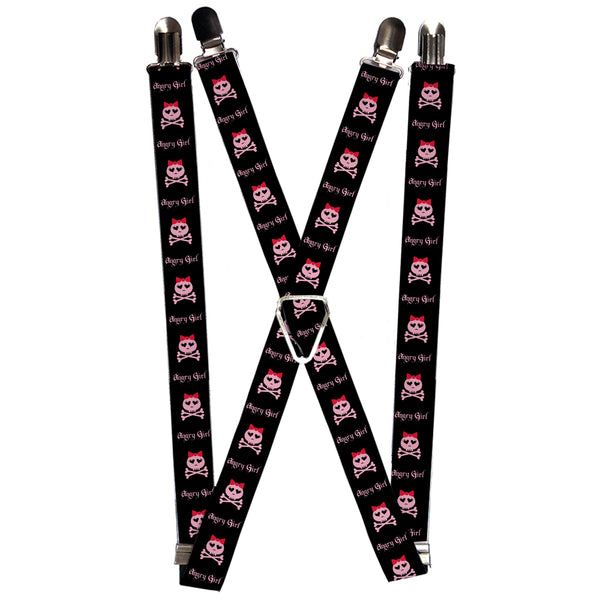 Buckle-Down Suspenders - 1.0" - Angry Girl Black/Pink