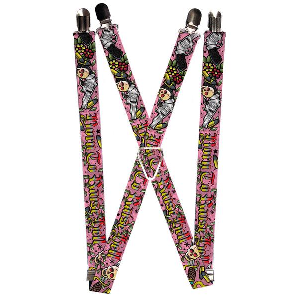 Buckle-Down Suspenders - 1.0" - Born to Raise Hell Pink