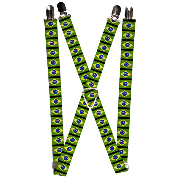 Buckle-Down Suspenders - 1.0" - Brazil Flags