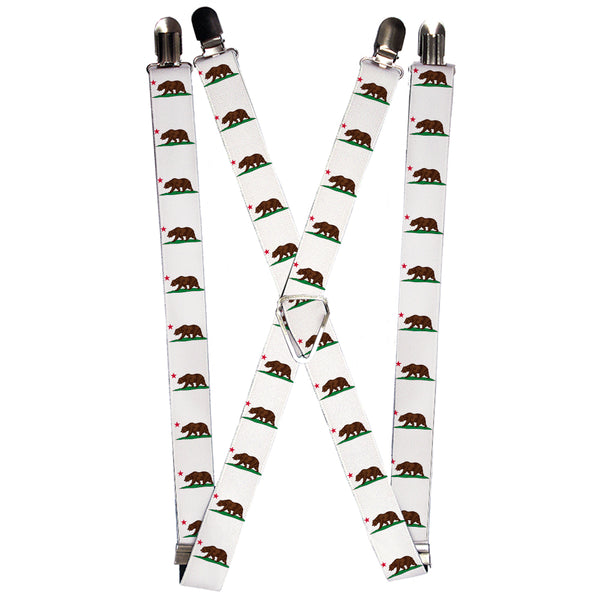 Buckle-Down Suspenders - 1.0" - Cali Bear White