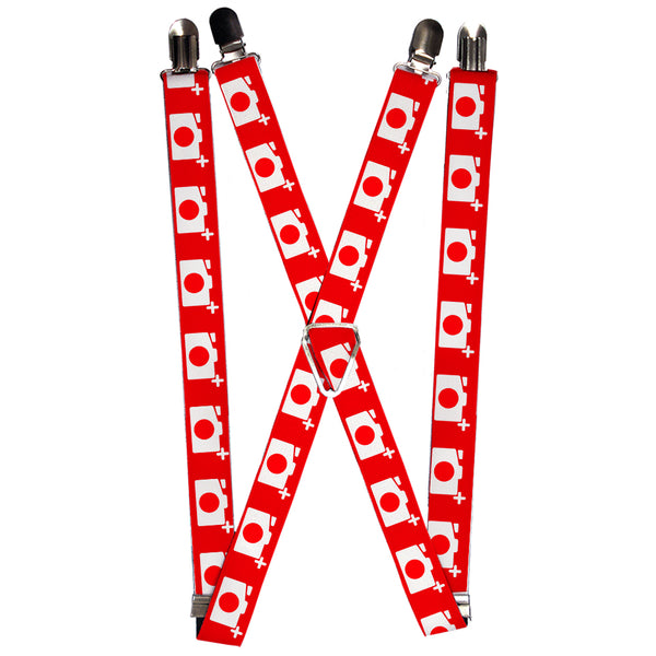 Buckle-Down Suspenders - 1.0" - Camera Red/White