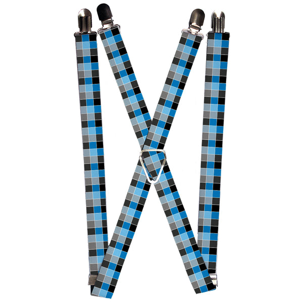 Buckle-Down Suspenders - 1.0" - Checker Mosaic Blue