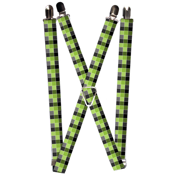 Buckle-Down Suspenders - 1.0" - Checker Mosaic Green