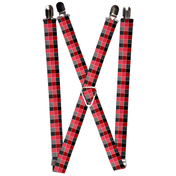 Buckle-Down Suspenders - 1.0" - Checker Mosaic Red